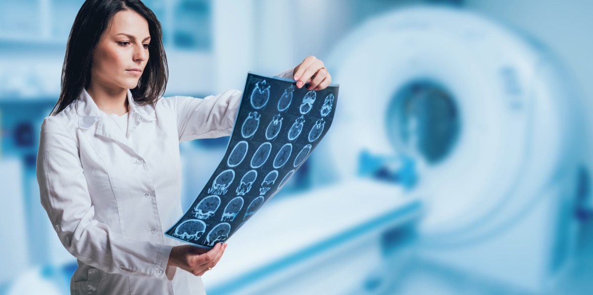 Doctor examine MRI picture. Medical equipment