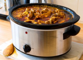 slow cooker stew in pot