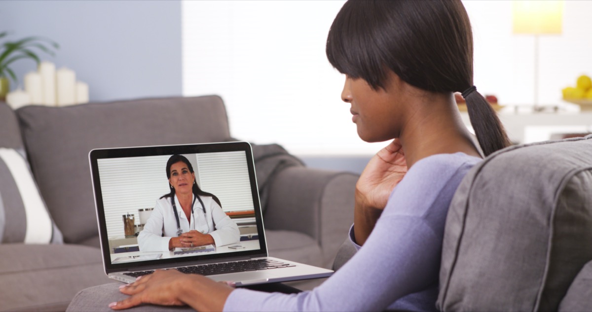 woman video chat doctor