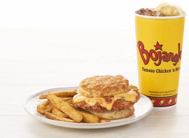 bojangles pimento biscuit with sweet tea and fries