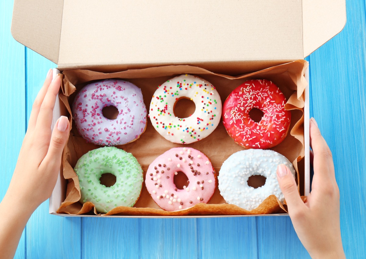 box with colorful donuts