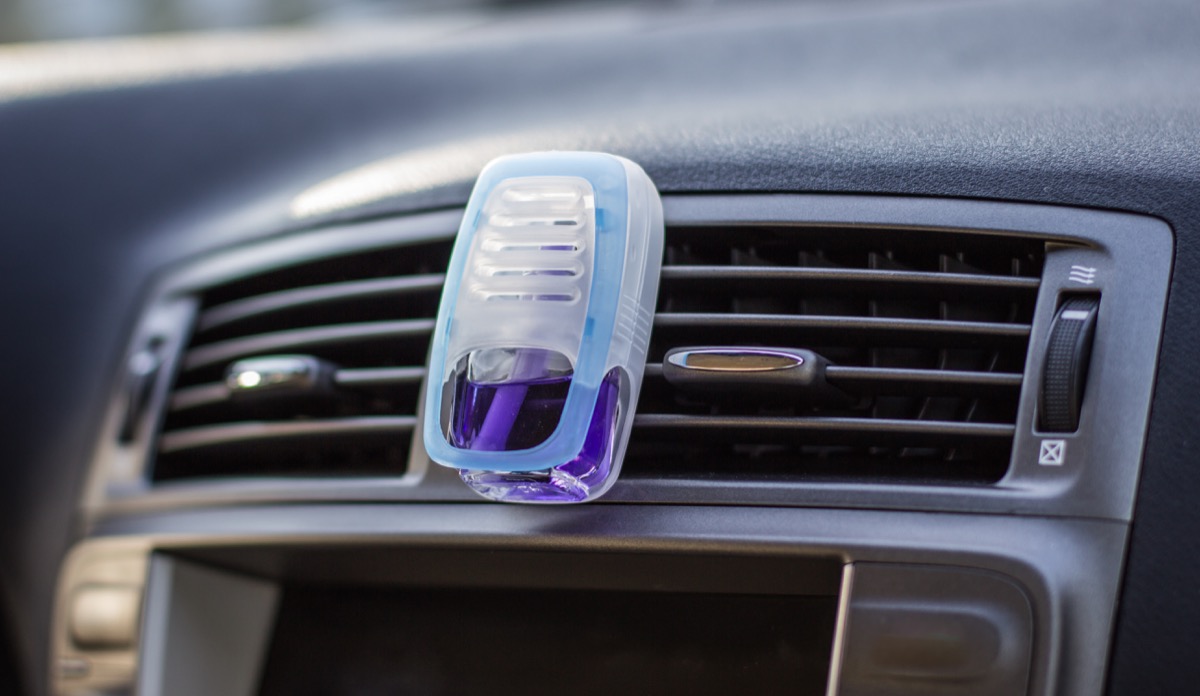 Car air freshener on dashboard