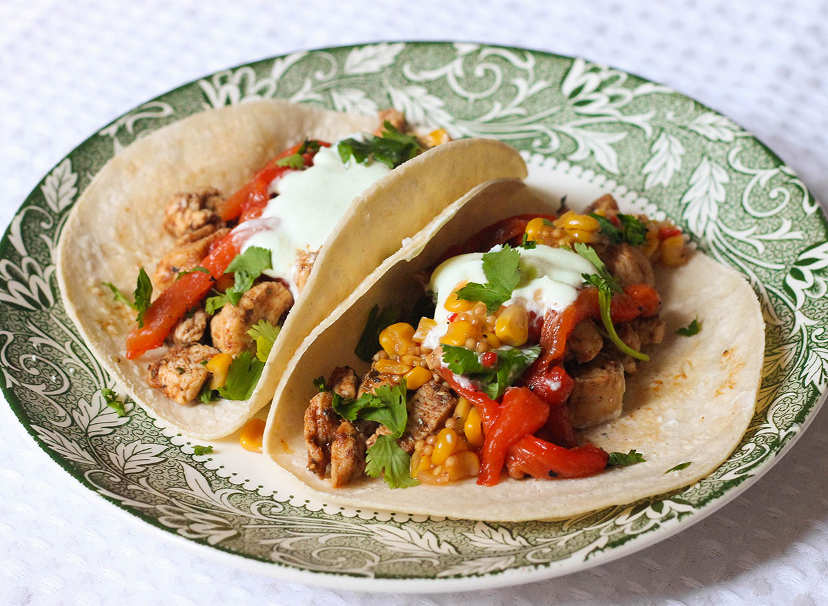 Chicken red pepper taco recipe on a plate