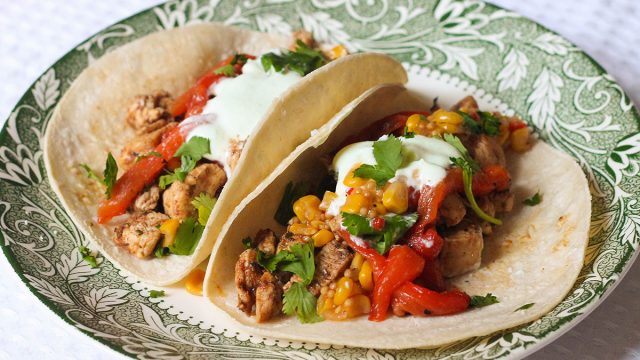 Chicken red pepper taco recipe on a plate