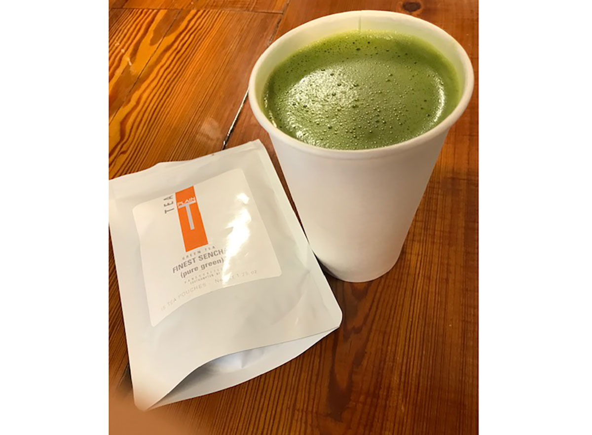 dylan lauren matcha with plain t sencha bag