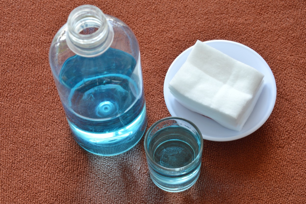 blue alcohol for wash wound in glass and clean white cotton