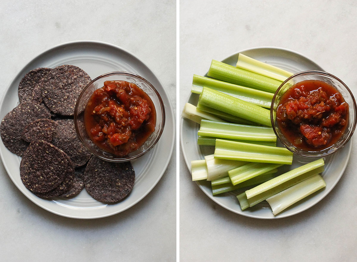 Swapping out chips and salsa with vegetables and salsa