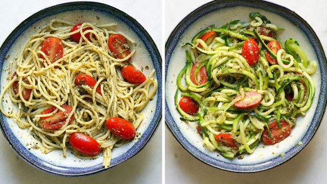 Swapping out pasta with zucchini noodles