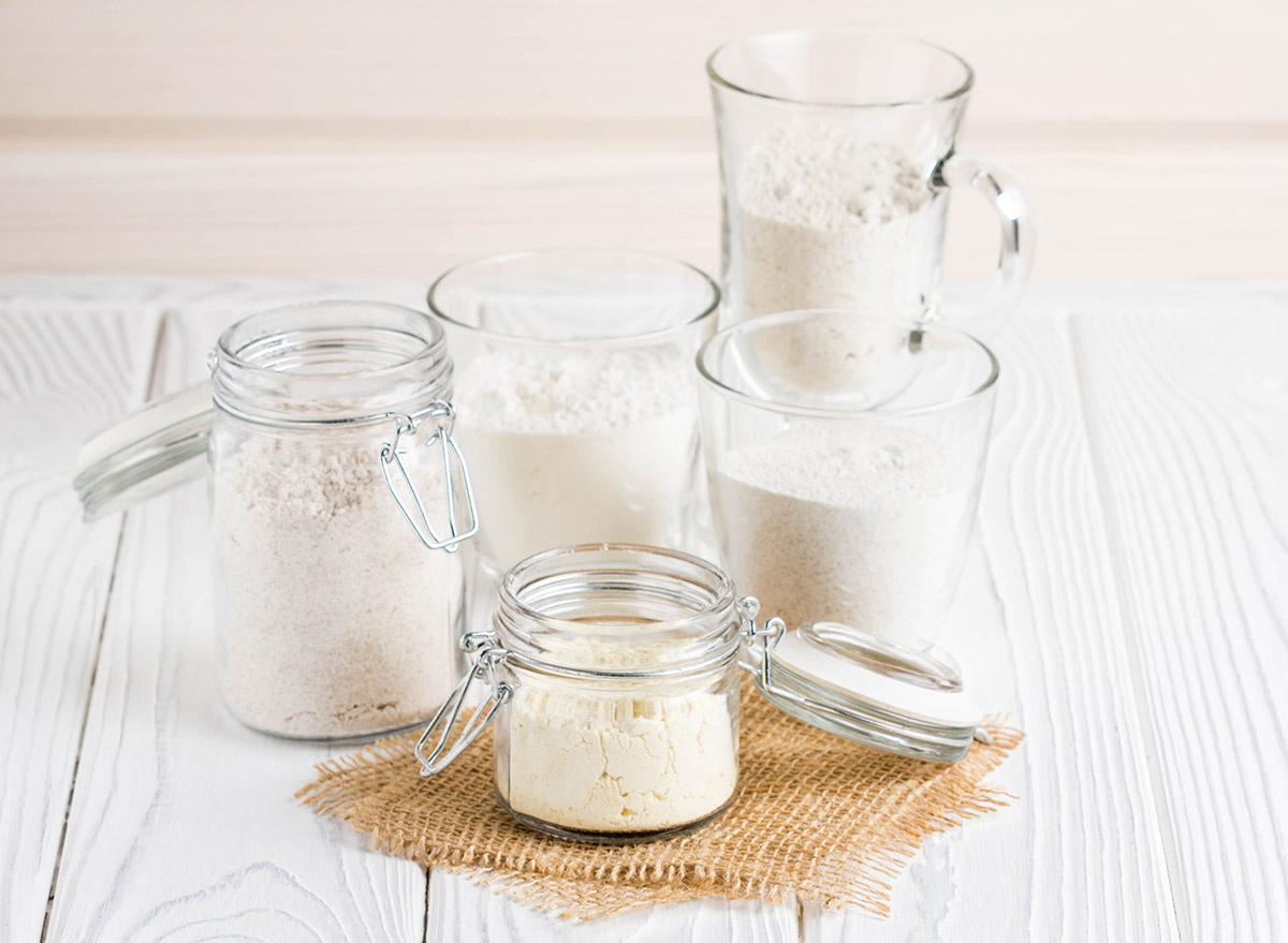 oat flour in jars for storage