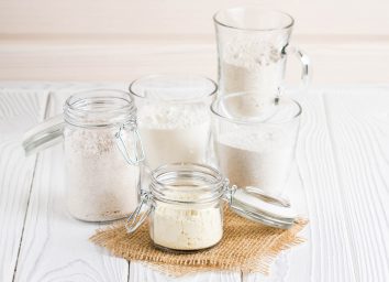 glass jars of flour