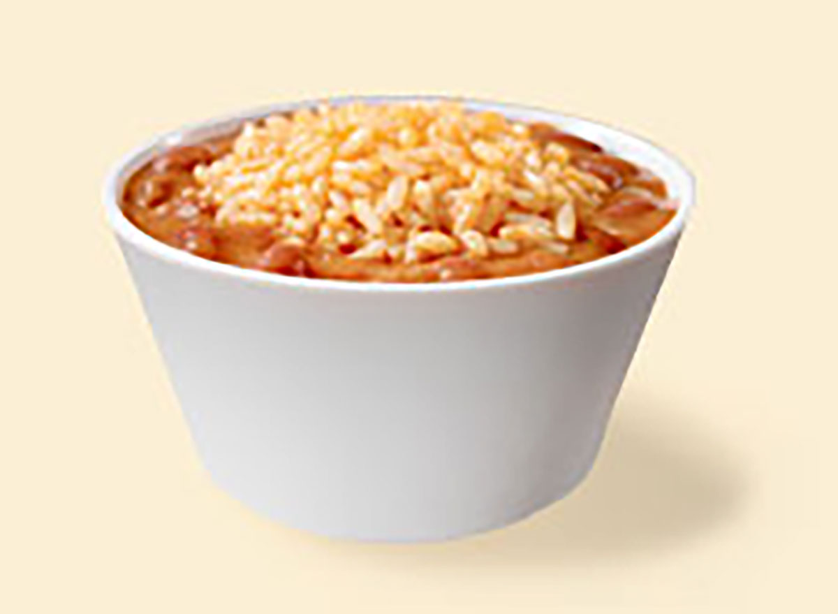 bowl of popeyes red beans and rice side dish