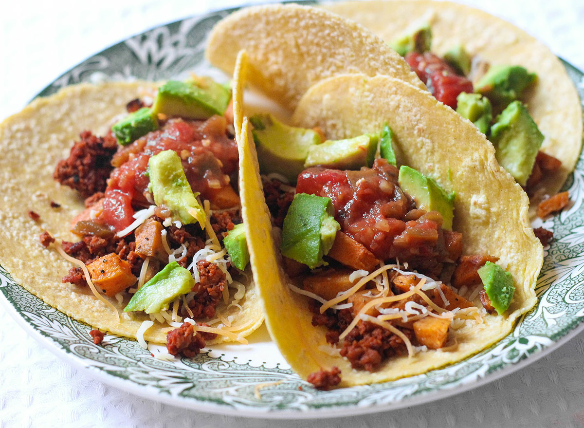 sweet potato and chorizo tacos