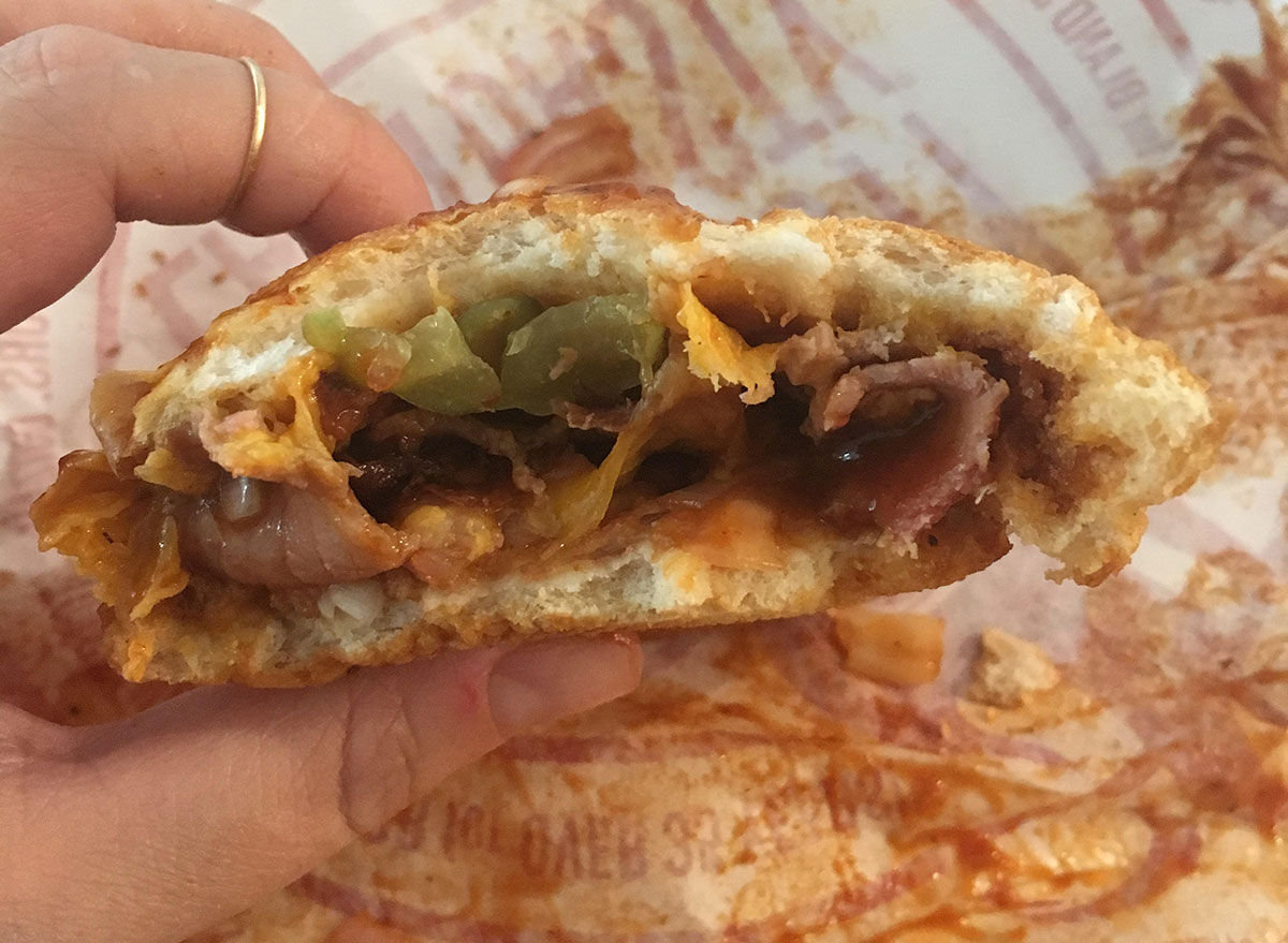 quiznos brisket sandwich with bite