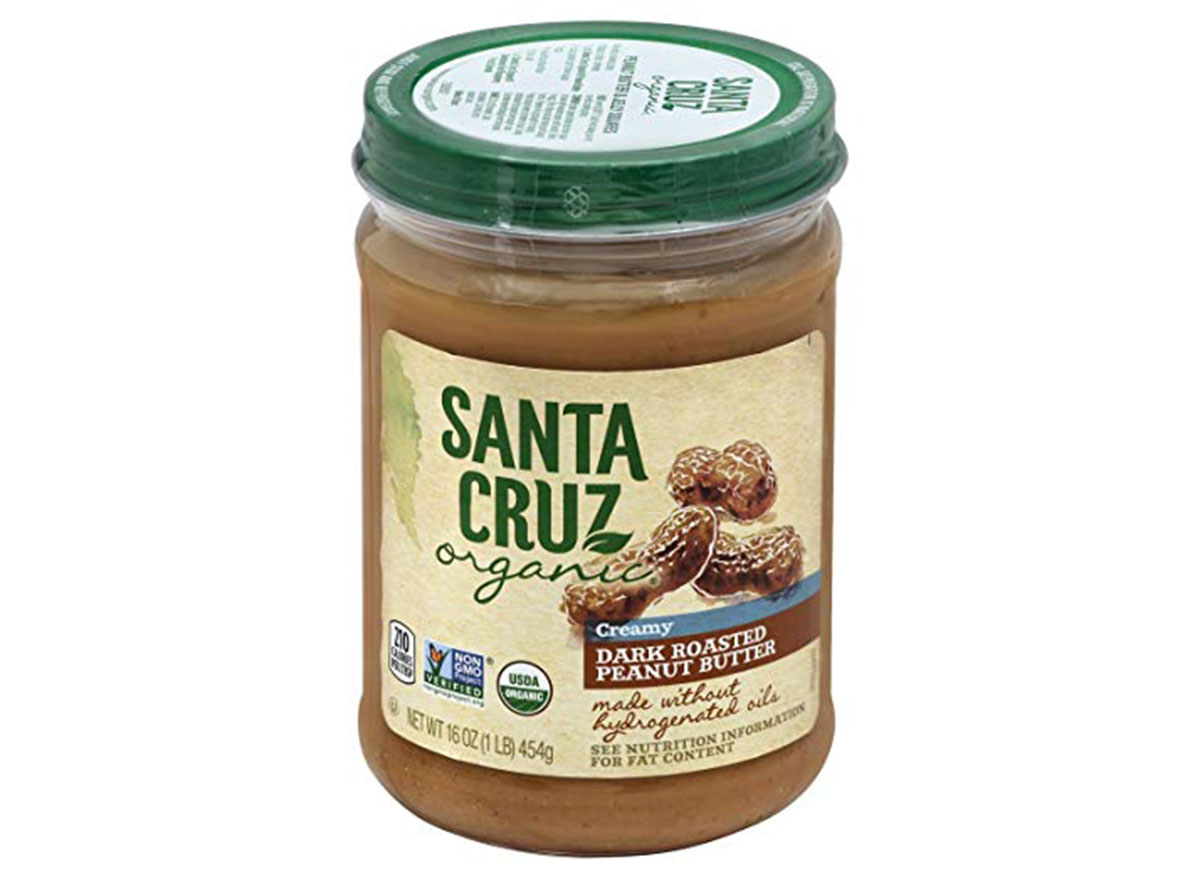 santa cruz organic dark roasted peanut butter jar