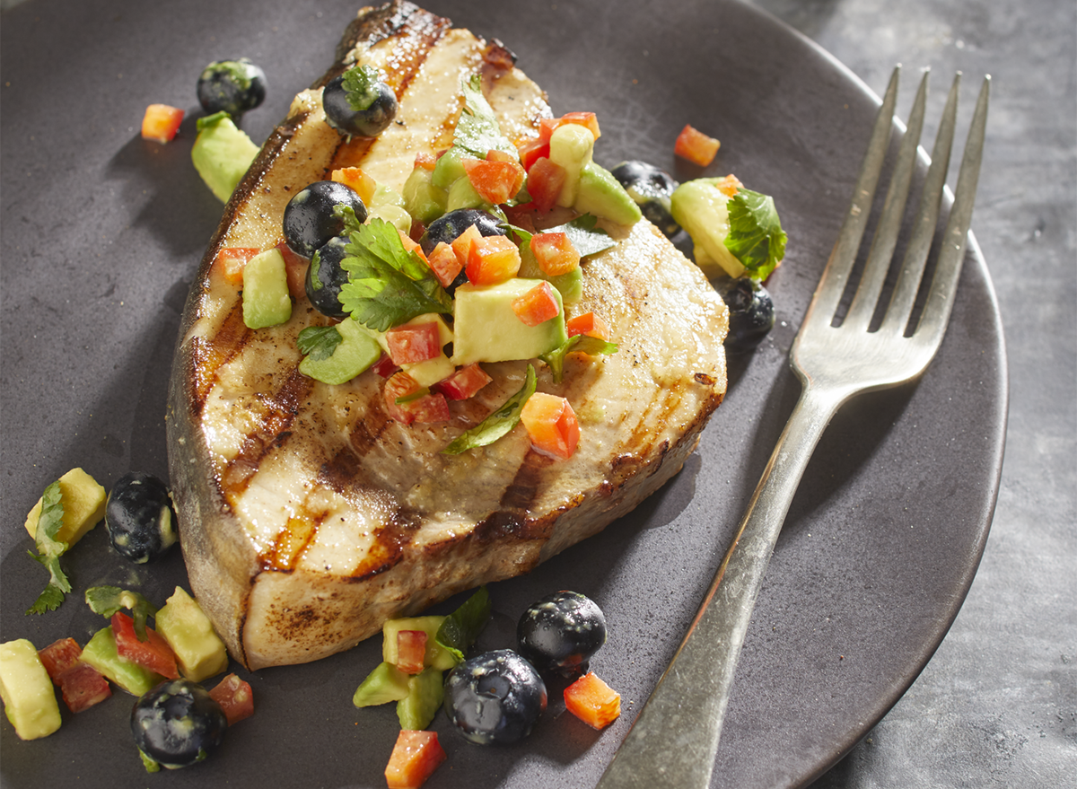 Keto Seared Swordfish With Blueberry Avocado Salsa — Eat This Not That