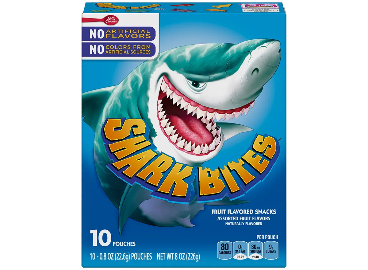 box of shark bites fruit snacks