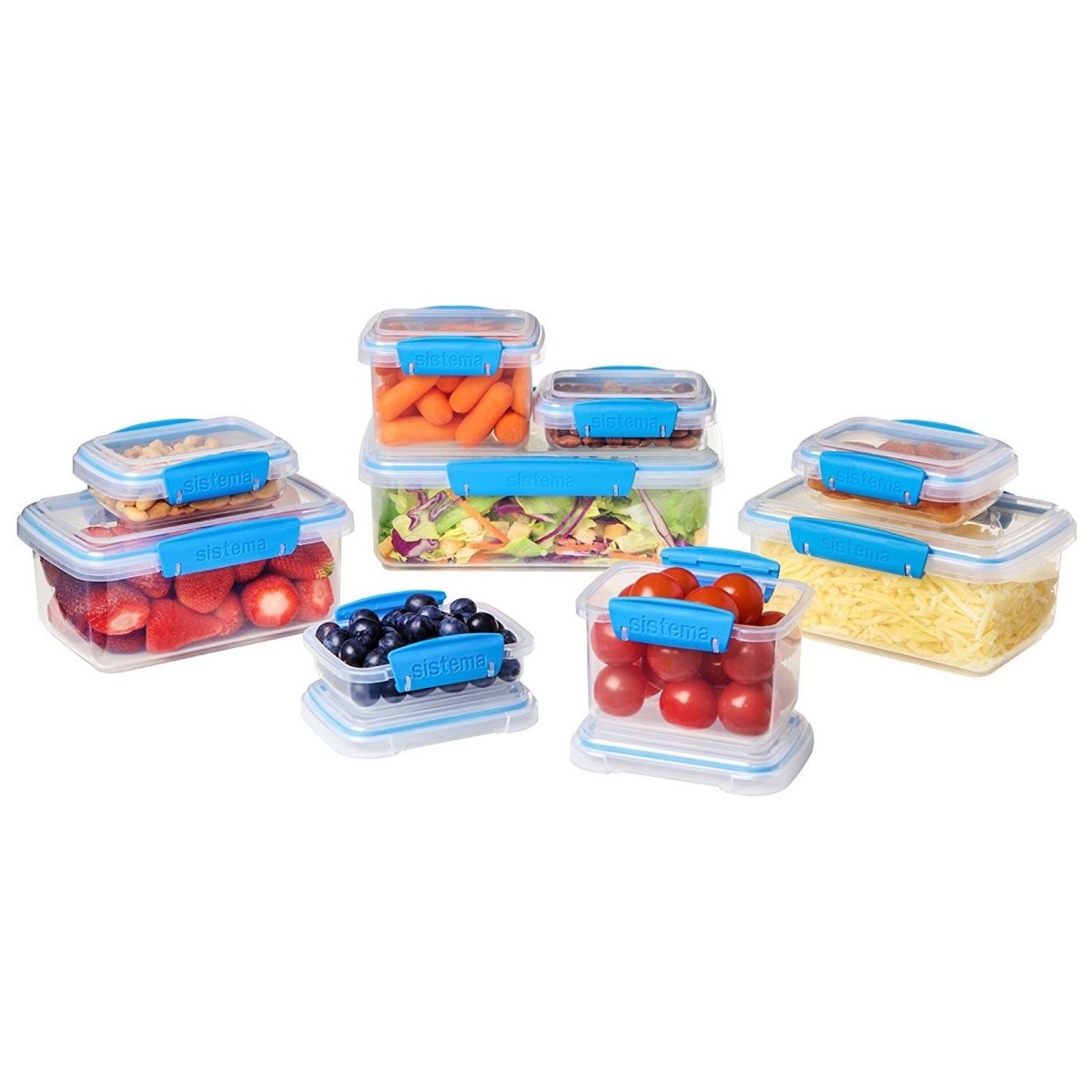 clear food containers with blue locking mechanisms, cheap meal prep containers