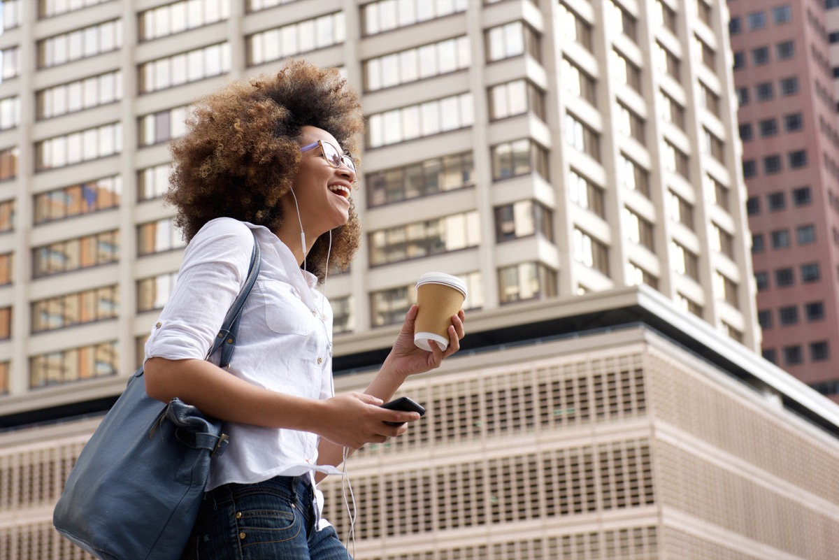 woman walking in the city