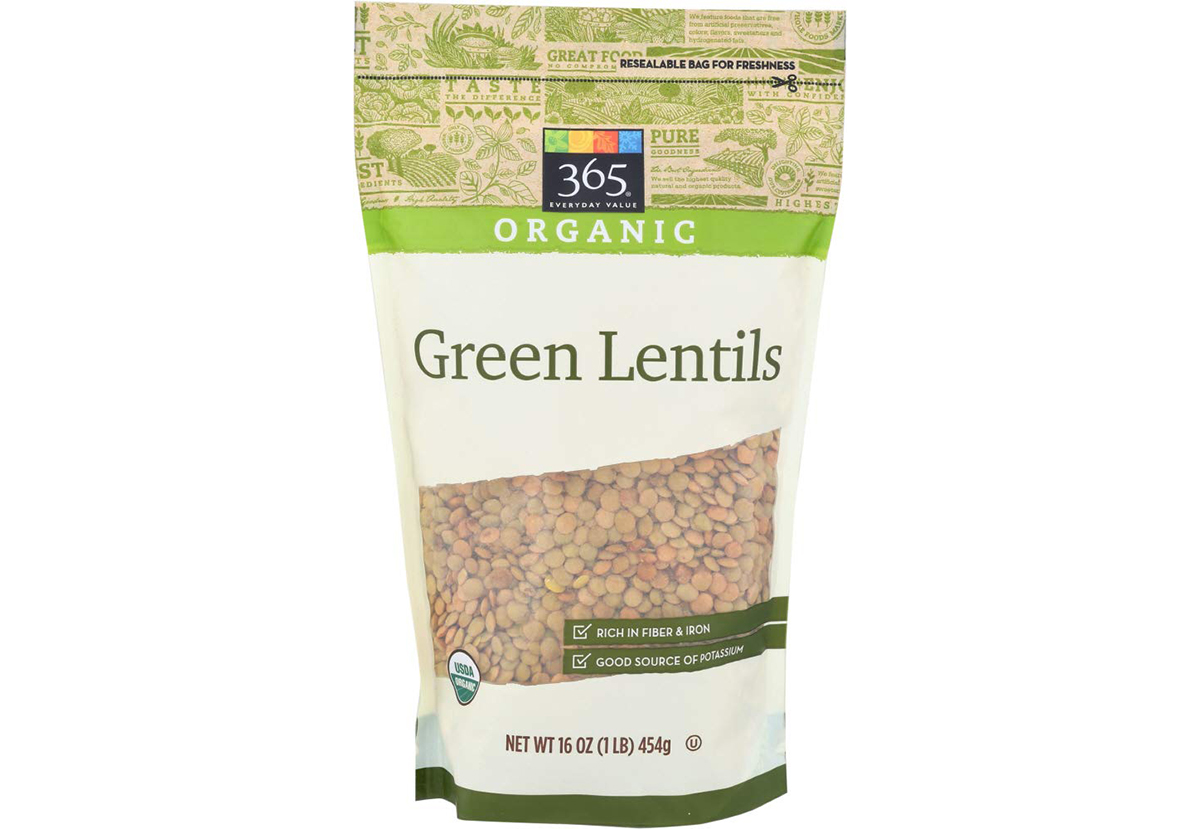 365 everyday value green lentils in packaging