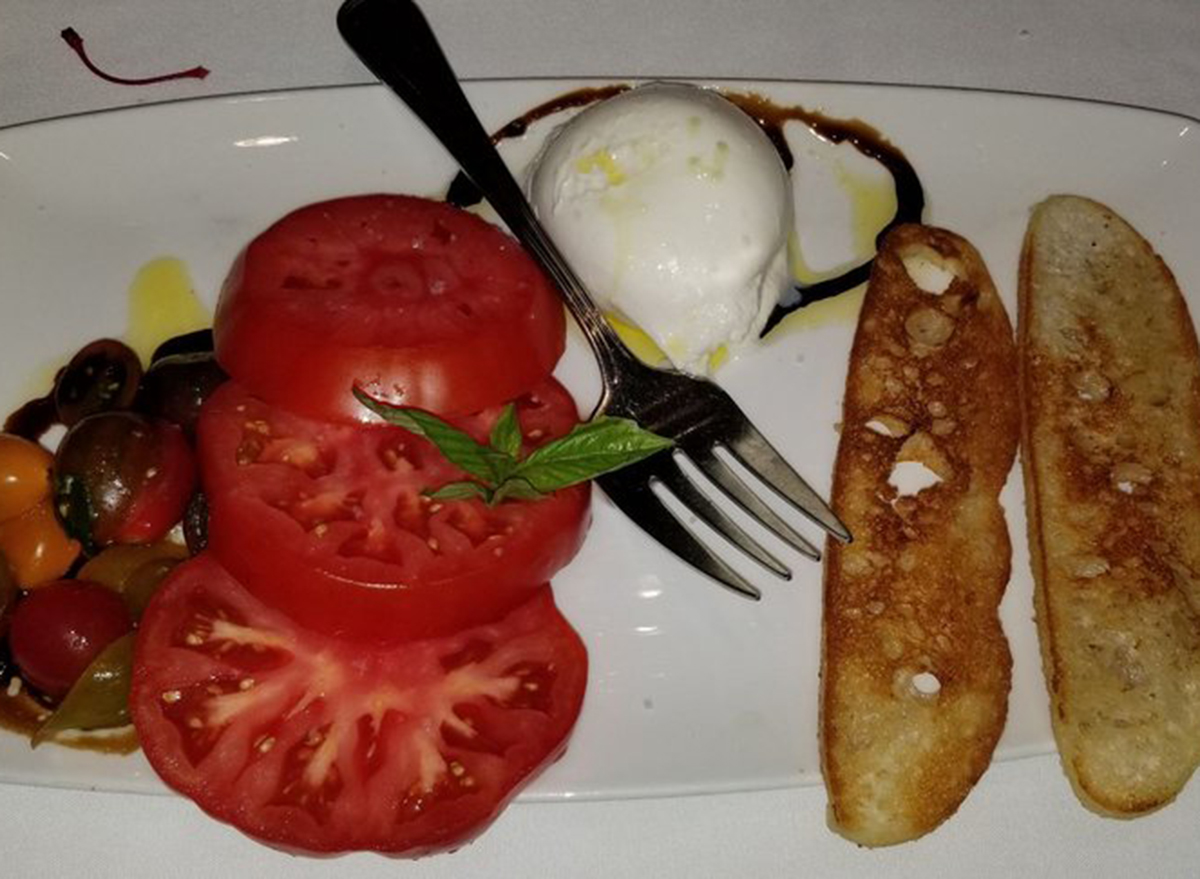 burrata with heirloom tomatoes at capital grille