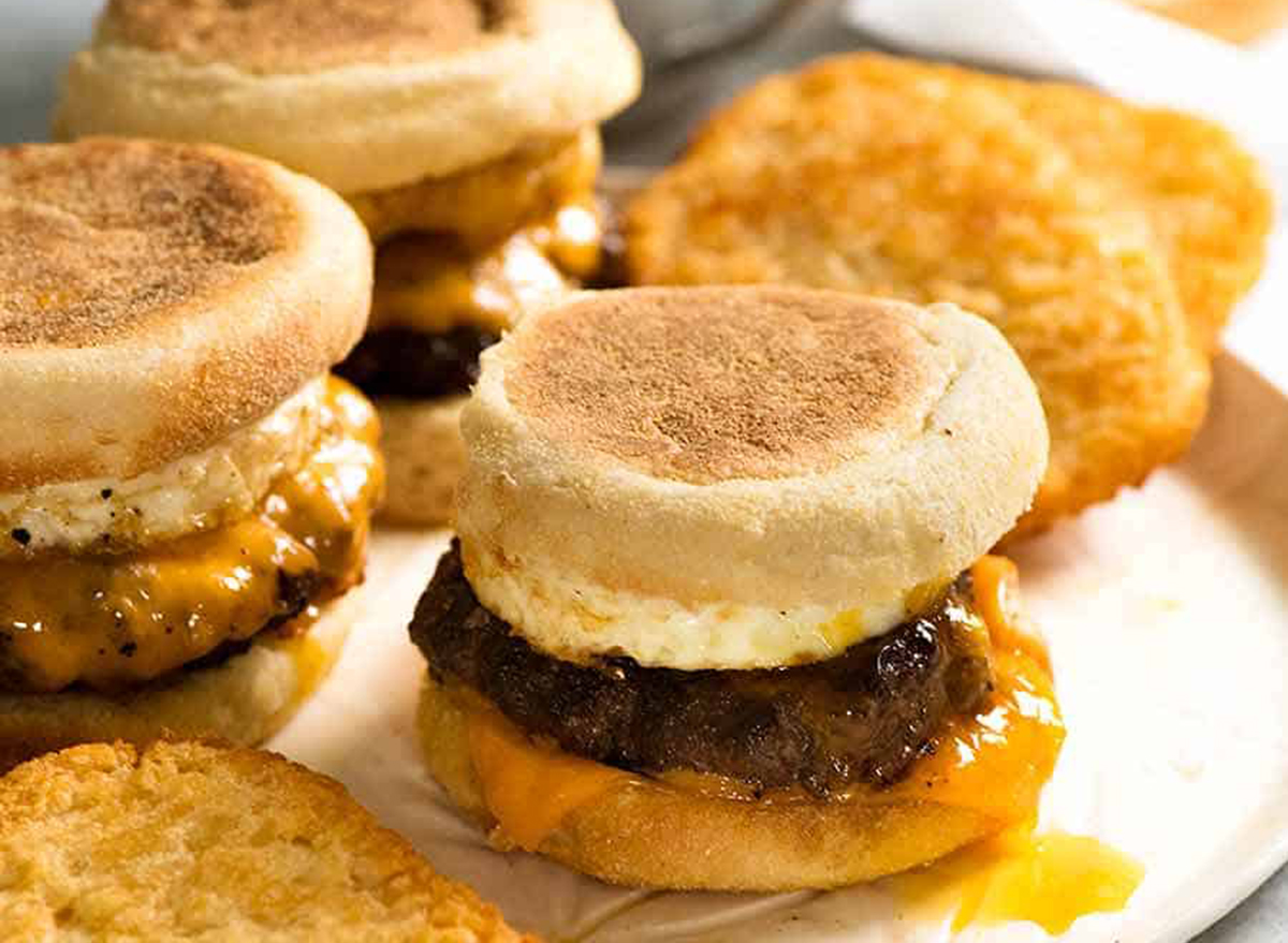 Sausage egg McMuffin copy cat breakfast sandwich recipe