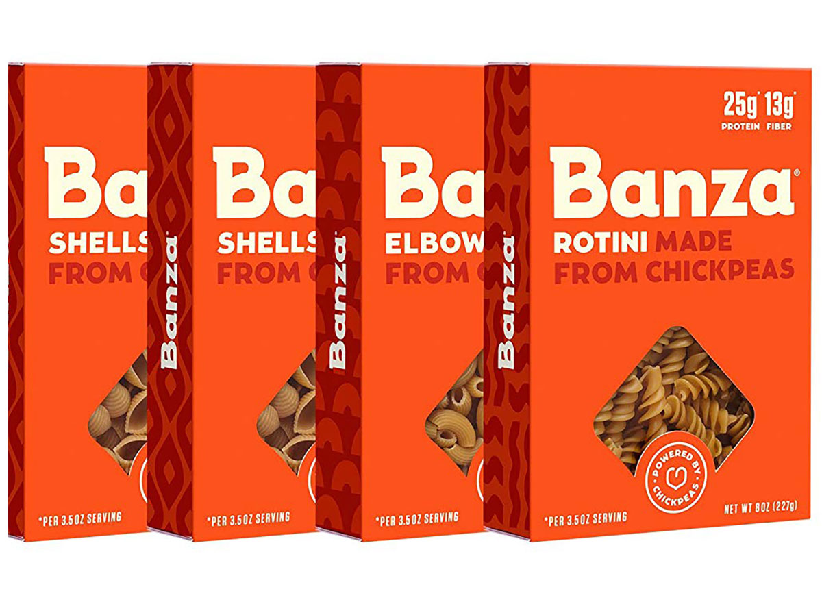 banza chickpea pasta boxes