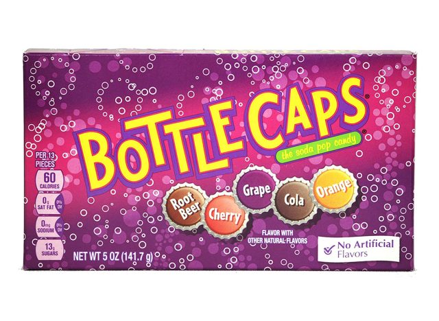 box of bottle caps candy