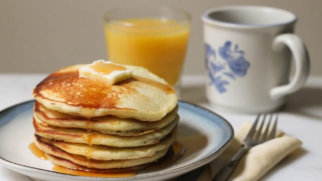 Copycat cracker barrel pancake recipe for breakfast with butter and syrup