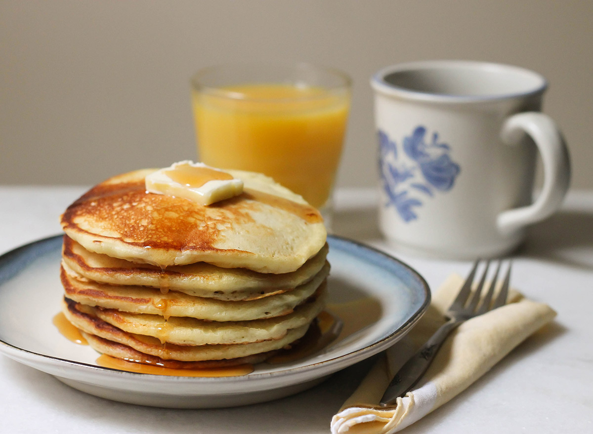 Copycat cookie barrel pancake recipe for breakfast with butter and syrup