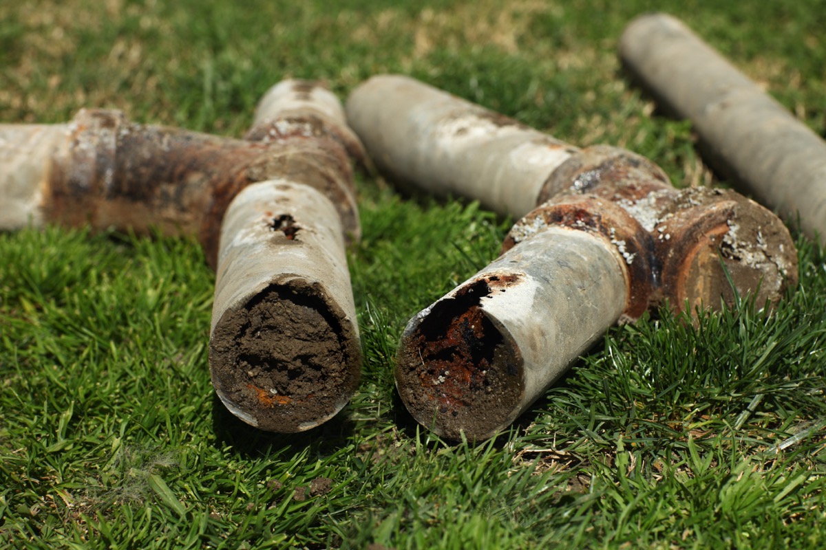 Old Corroded and Blocked Steel Household Pipes
