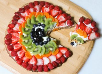 Fruit pizza recipe slice ready to serve for dessert