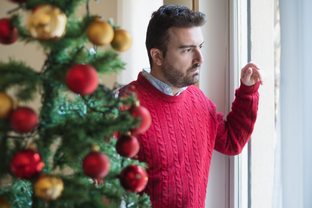 Man depression during christmas holiday and new year day