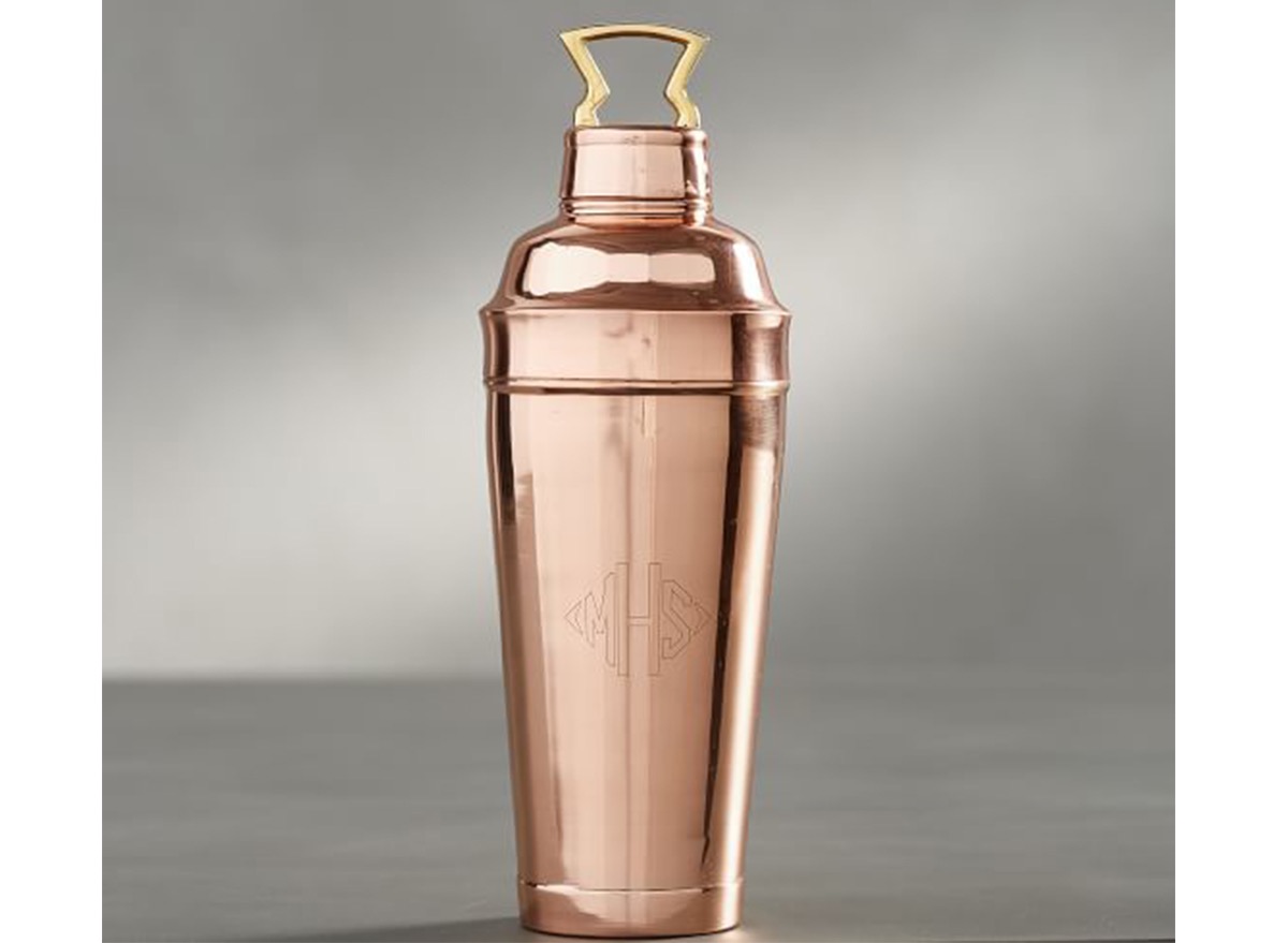 copper cocktail shaker, monogrammed kitchen accessories