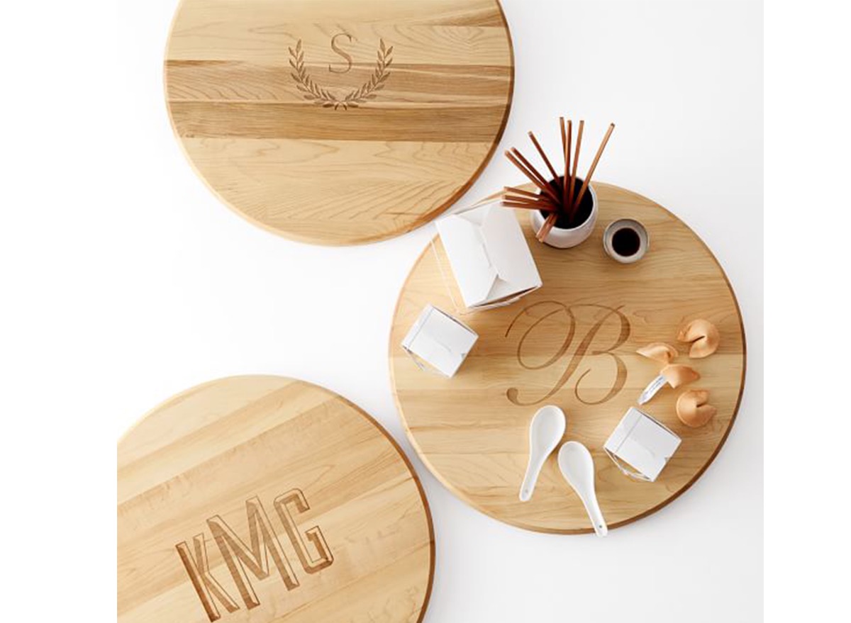 engraved lazy susan, monogrammed kitchen accessories