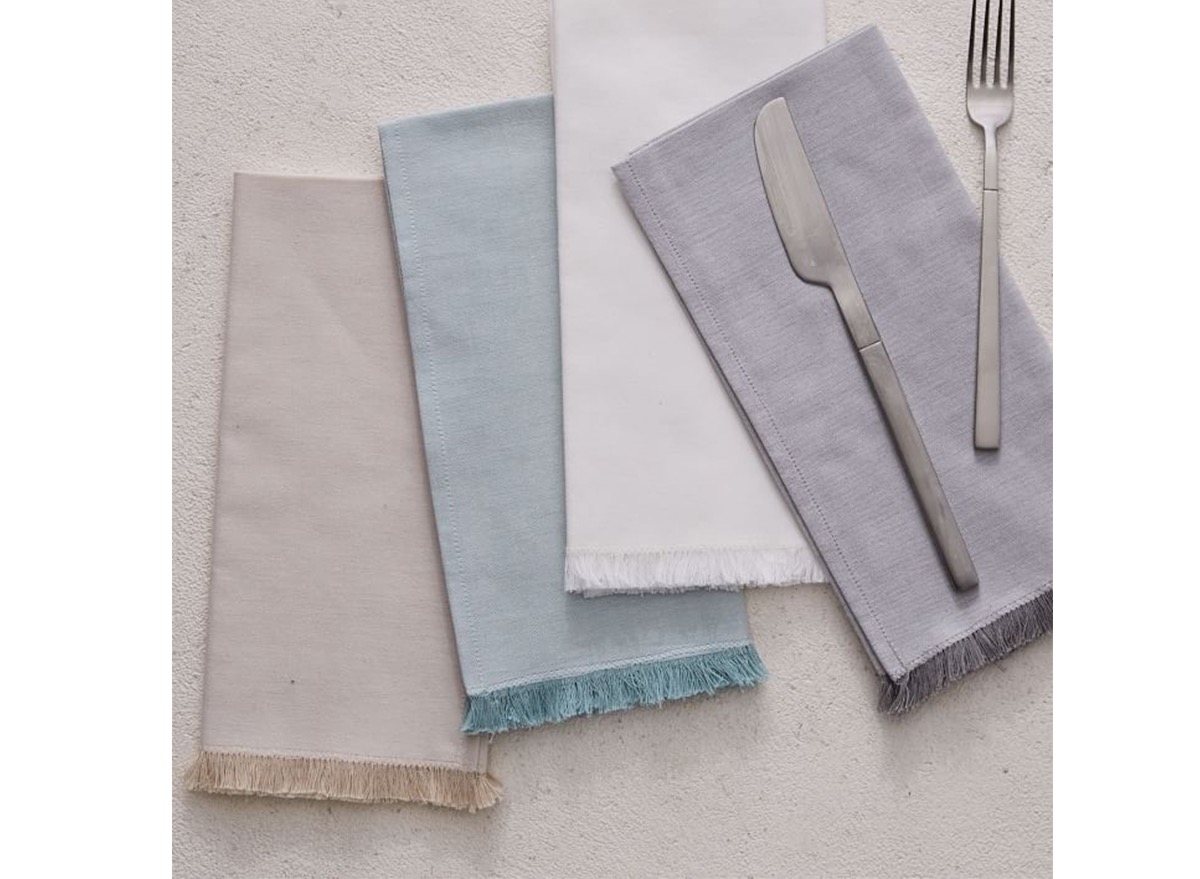 multicolored napkins with fork and knife, monogrammed kitchen accessories