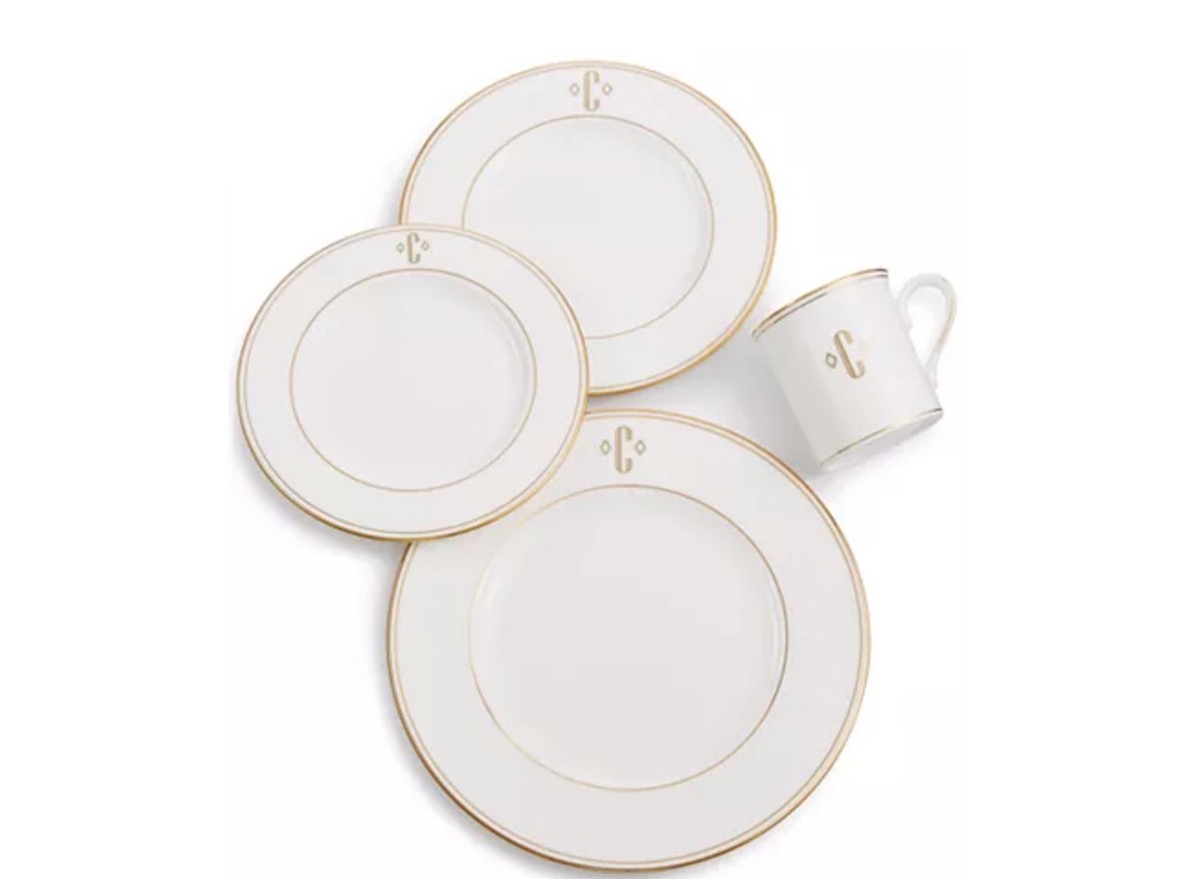 monogrammed china set, monogrammed kitchen accessories