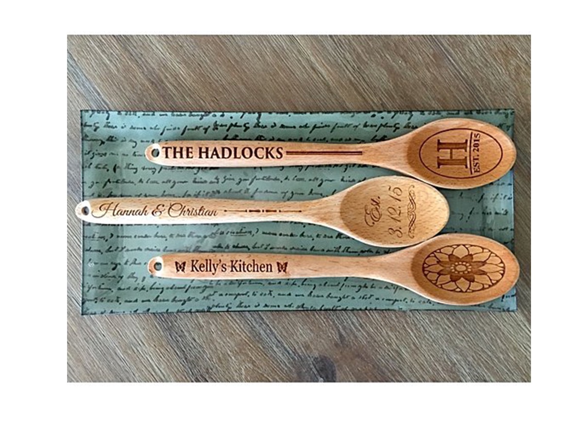 engraved spoons, monogrammed kitchen accessories