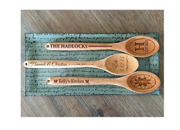 engraved spoons, monogrammed kitchen accessories
