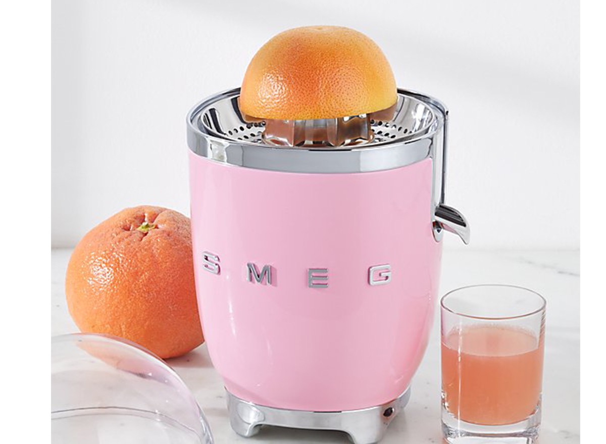 pink smeg citrus juicer, millennial pink kitchen accessories