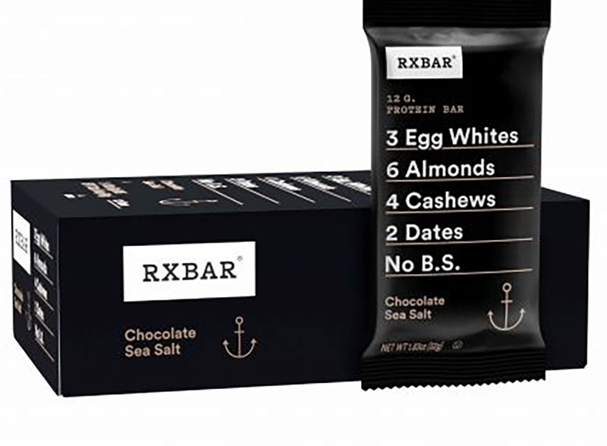 rx bar chocolate sea salt protein bar box