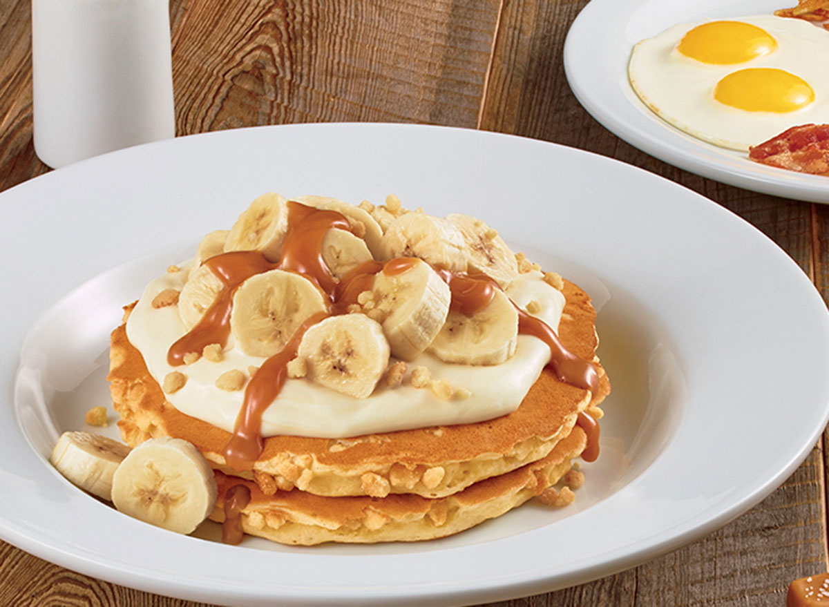 salted caramel banana cream pancake from Dennys