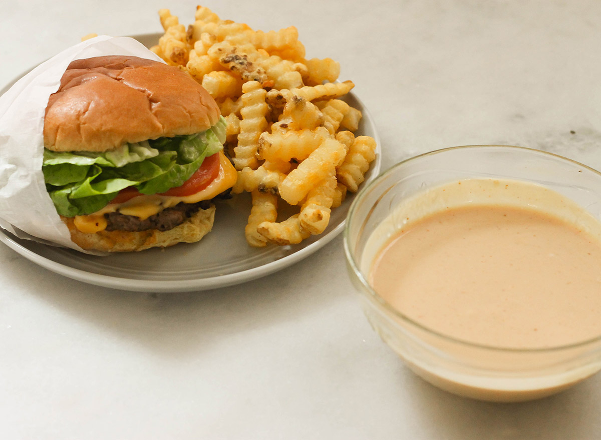 Shake shack sauce recipe with copycat burger and crinkle cut fries