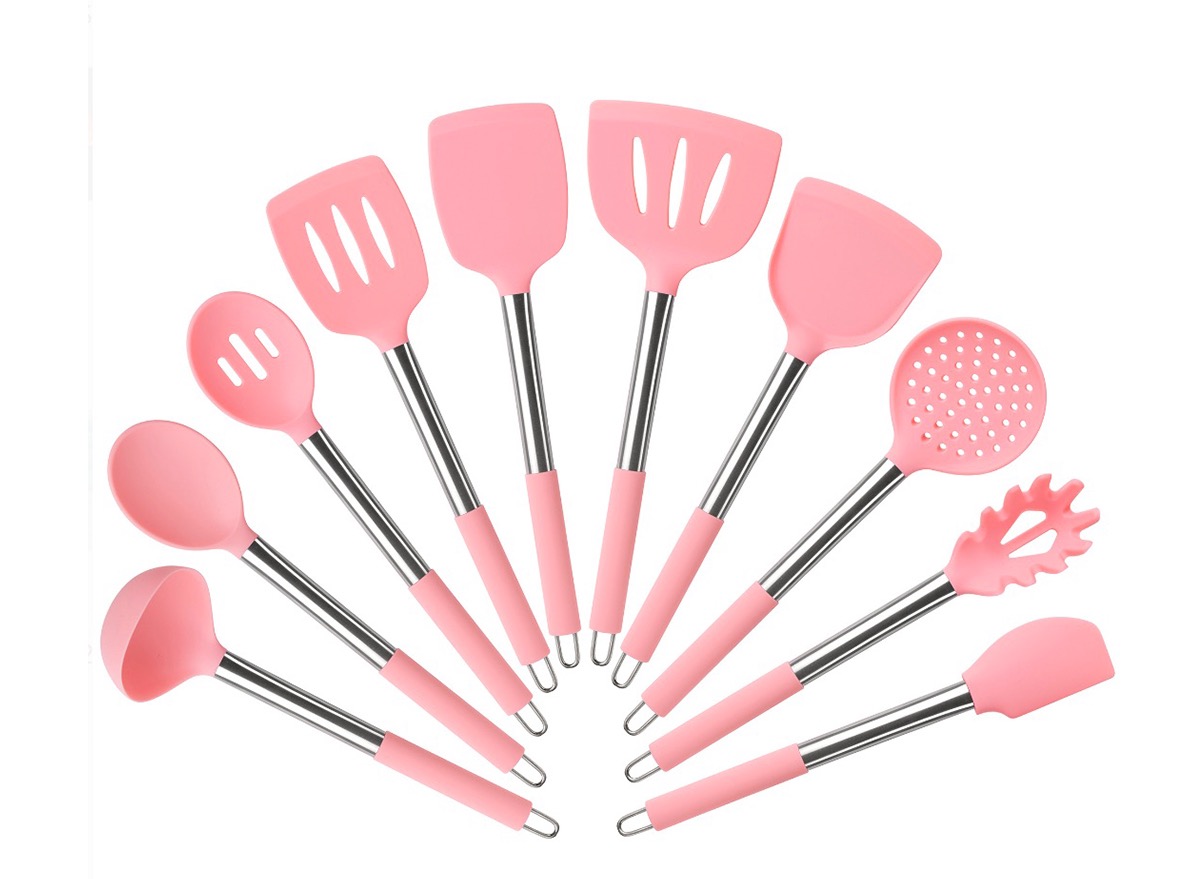 pink utensil set, millennial pink kitchen accessories