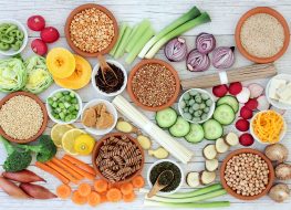 Foods on a table for a macrobiotic diet