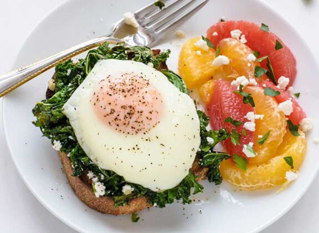 Easy Kale Feta Egg Toast