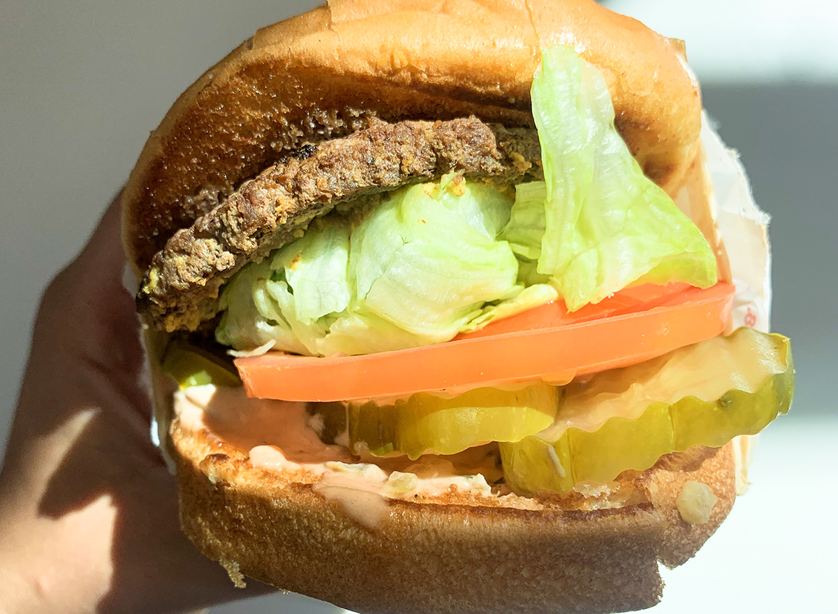 Mustard grilled patty on a burger at In-n-Out