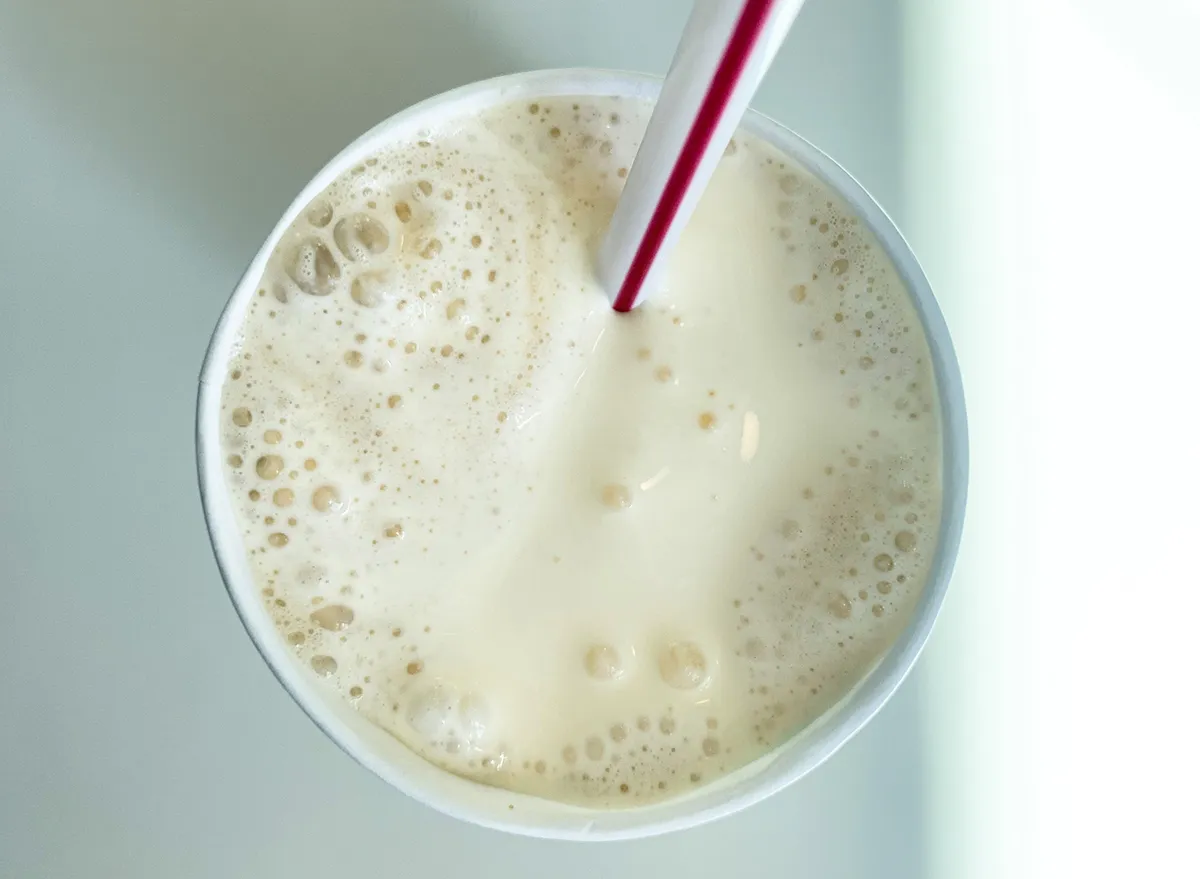 Root beer float with a straw from In-n-Out