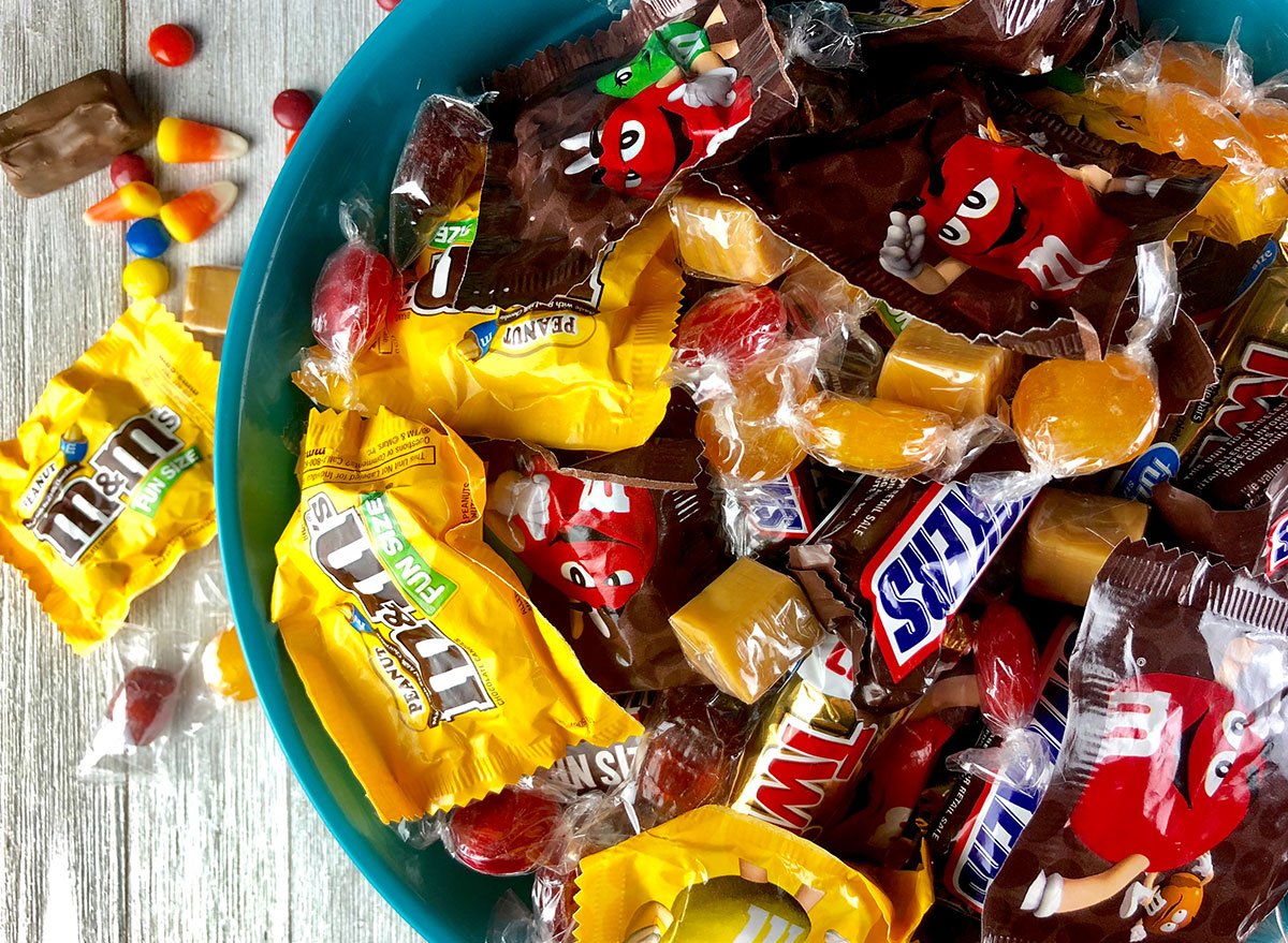 Bowl of mixed Halloween candy