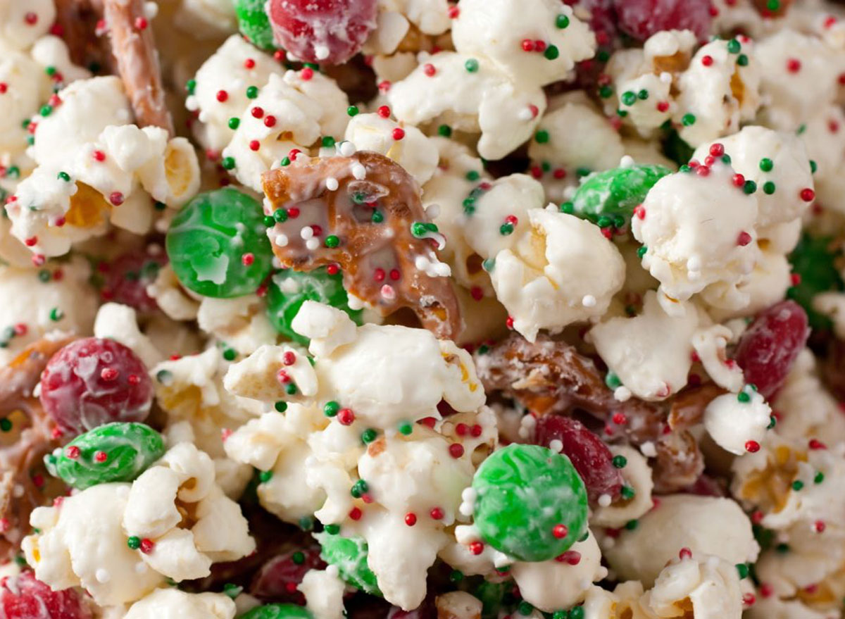 candy popcorn mix with pretzels and sprinkles