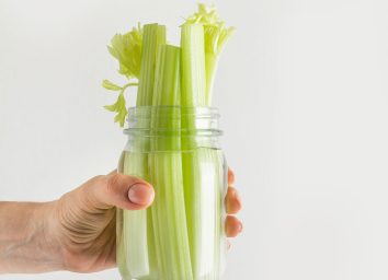 Celery stored in a jar with water